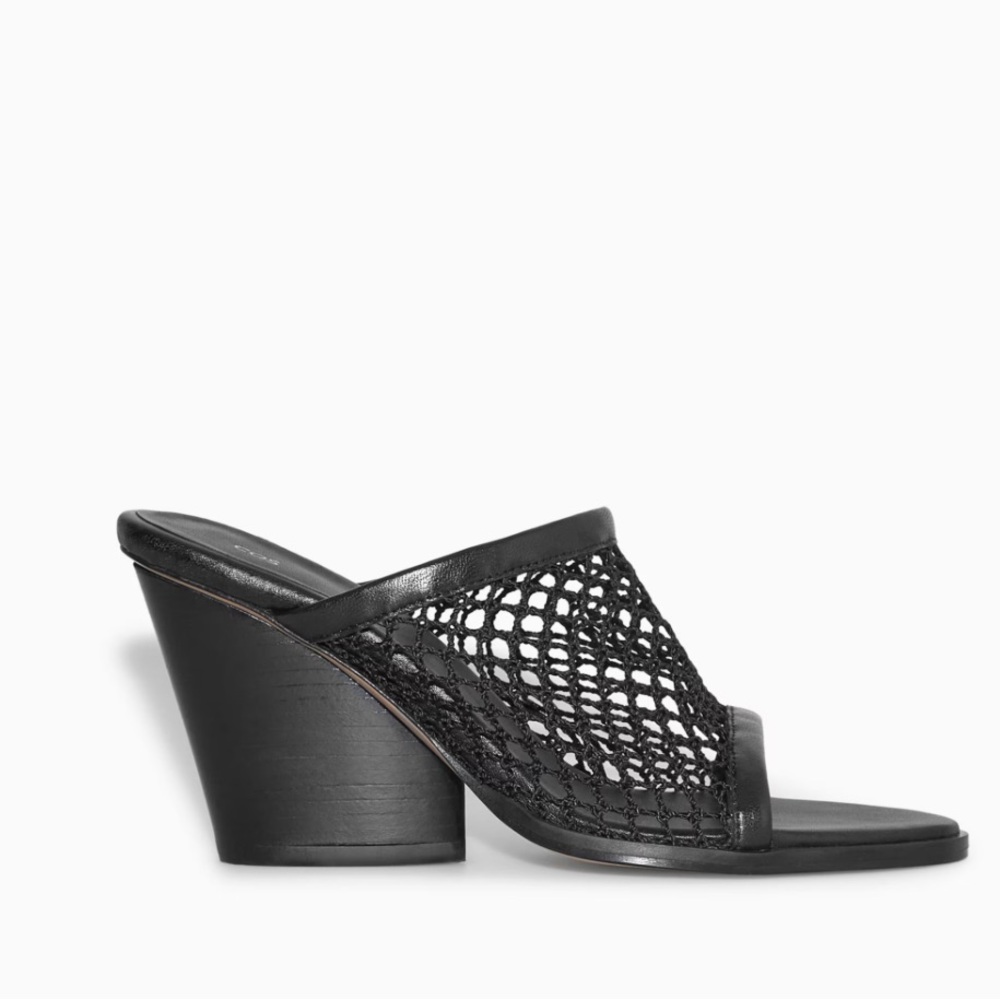 COS Black Mesh Women's Wedge Sandals New in Box